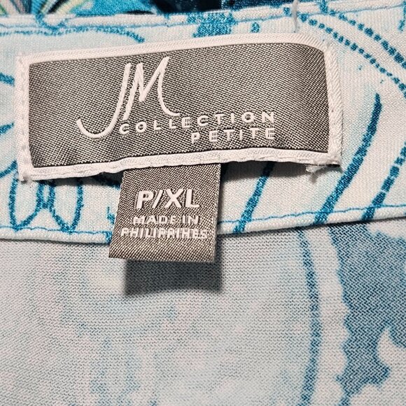 Jm Collection Paisley Tunic Top Womens Plus Size XL Petite Blue Embellished - Picture 6 of 7